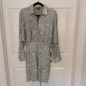 Express Sequin Shirt Dress